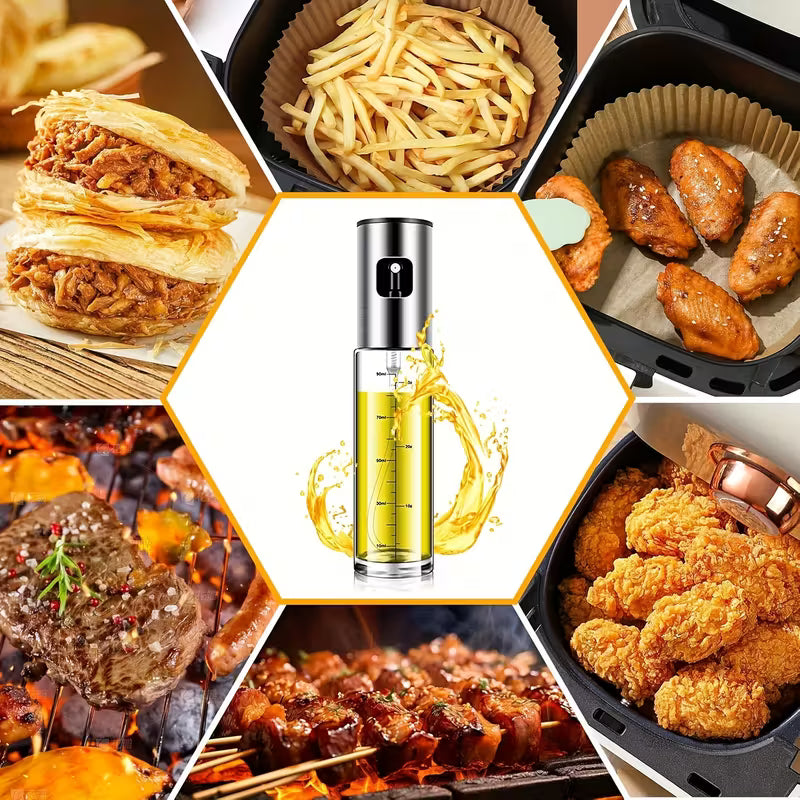 Oljesprayflaska i glas för matlagning