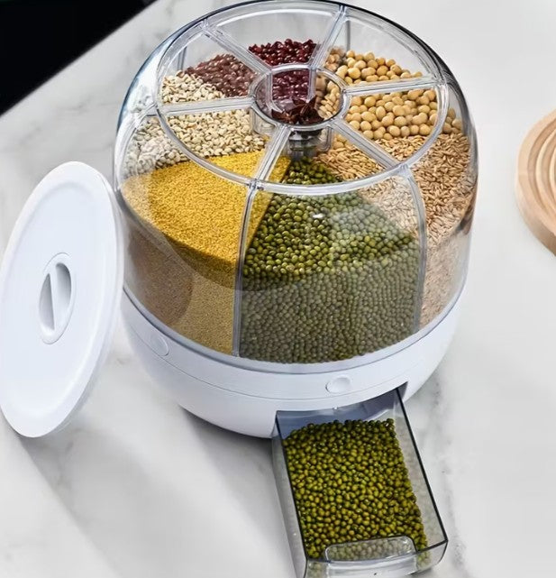 Roterande förvaringsbehållare för torrvaror